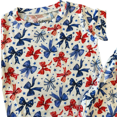 Red White & Bows- Short Sleeve Two-Piece PJ's