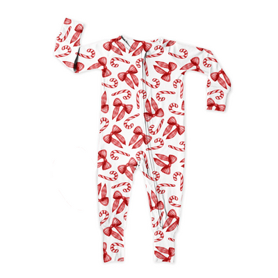 Candy Cane & Bows- Zipper Sleeper ** SHIPS EARLY DECEMBER**