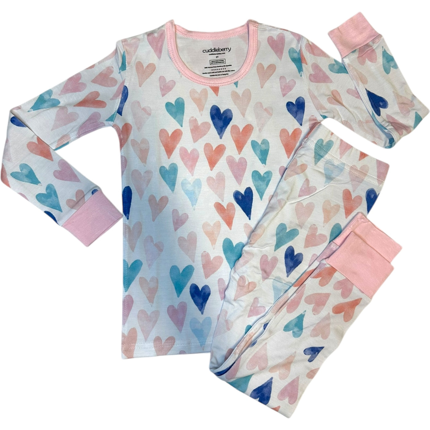 Watercolor Hearts- Two-Piece Pajamas