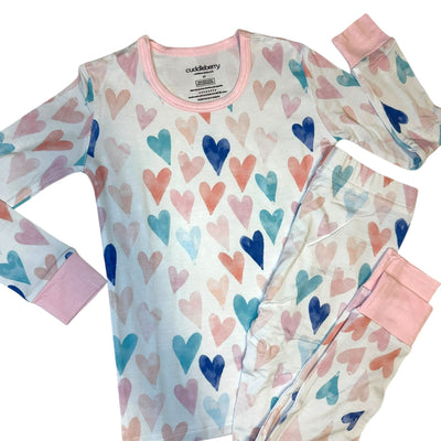 Watercolor Hearts- Two-Piece Pajamas