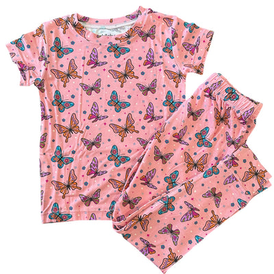 Pink Butterfly- Short Sleeve Two-Piece PJ's