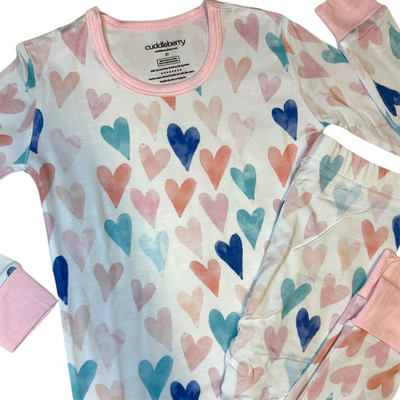 Watercolor Hearts- Two-Piece Pajamas