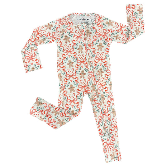 Gingerbread & Bows Bamboo Zipper Sleeper