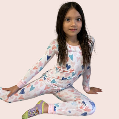 Watercolor Hearts- Two-Piece Pajamas