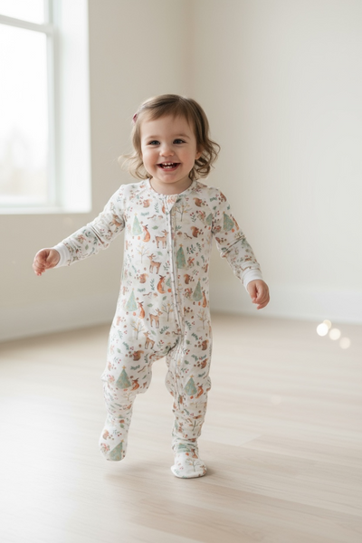 Woodland Christmas Animal Bamboo Zipper Sleeper