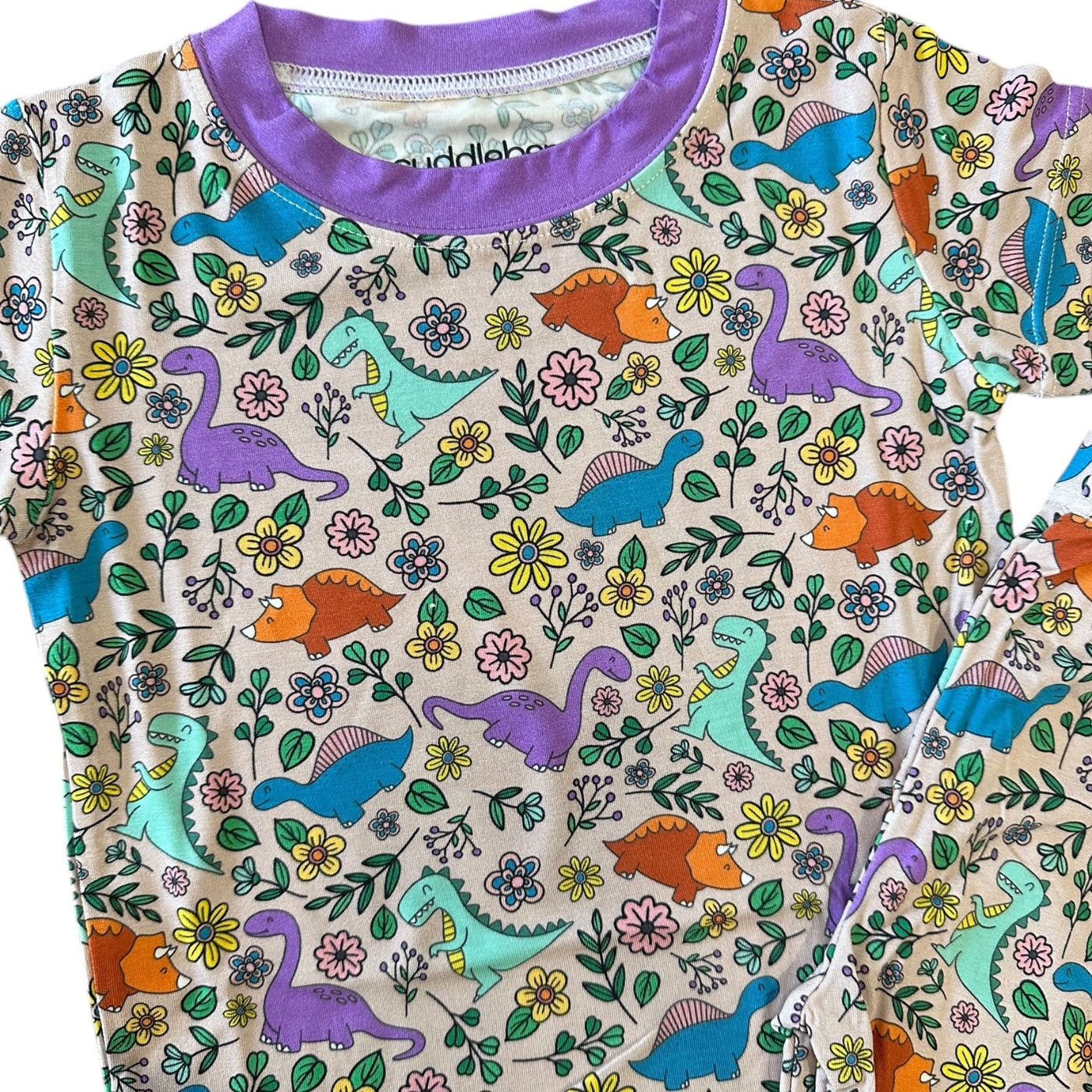 Dino Floral- Short Sleeve Two-Piece PJ's