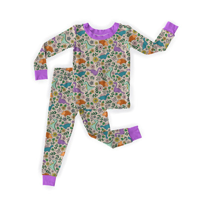 Dino Floral- Two-Piece Pajamas ** SHIPS MID DECEMBER**