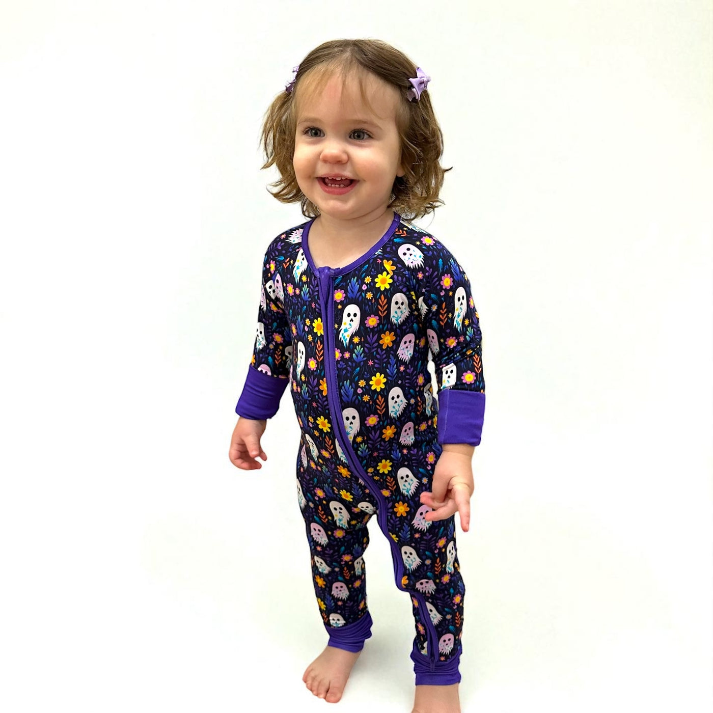Ghost Floral Bamboo Zipper Sleeper