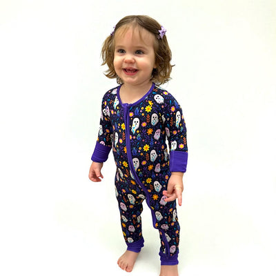 Ghost Floral Bamboo Zipper Sleeper