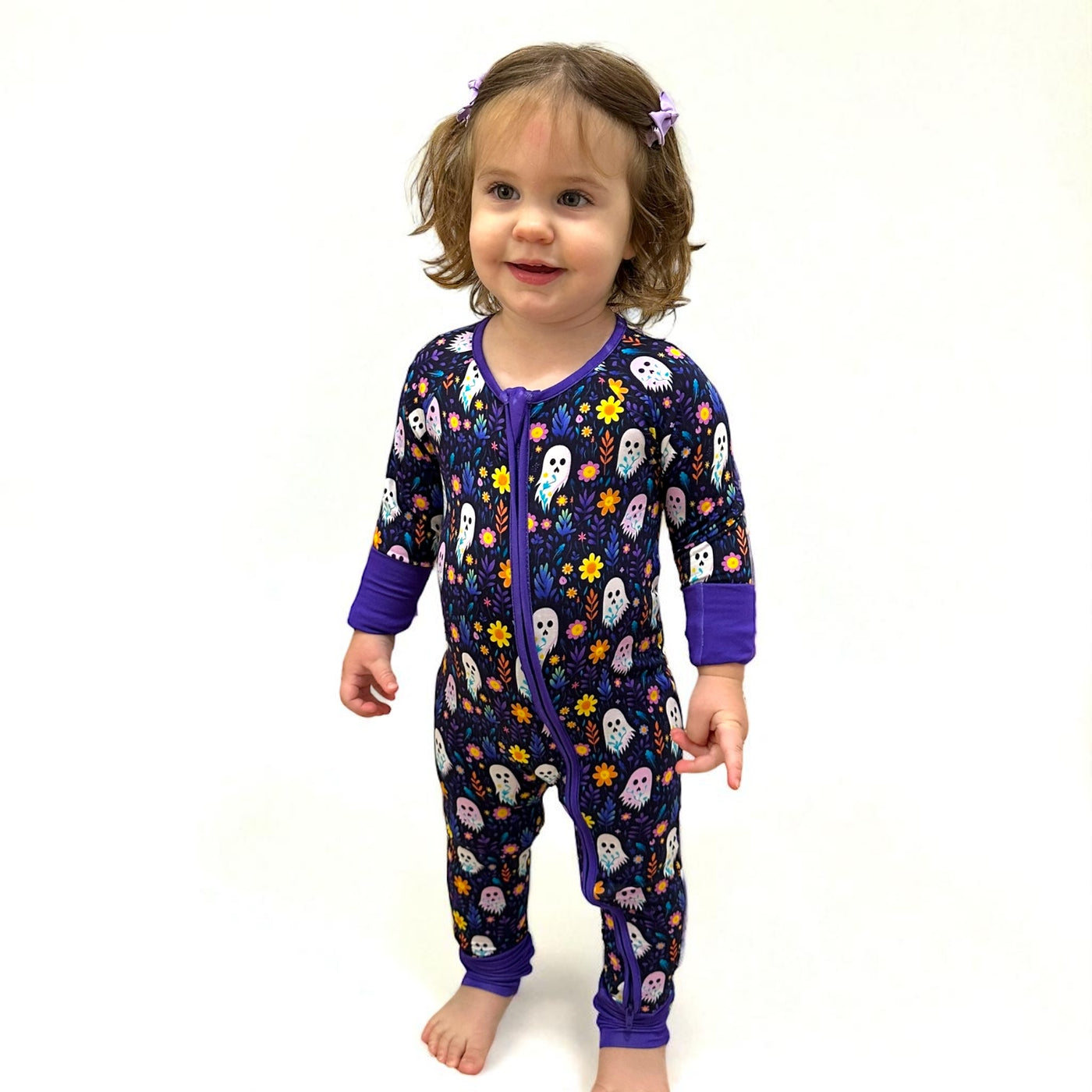 Ghost Floral Bamboo Zipper Sleeper